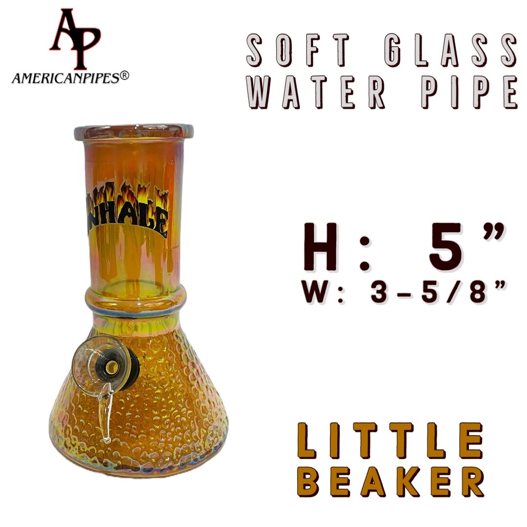 5” Little Beaker Water Pipe/ Heavy Soft glass Pipes By INHALE & AmericanPipes