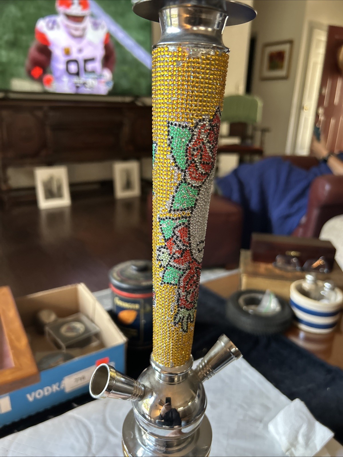 Hookah Gold Cut Glass Stainless Steel and Grateful Dead? Skull And Roses Parts