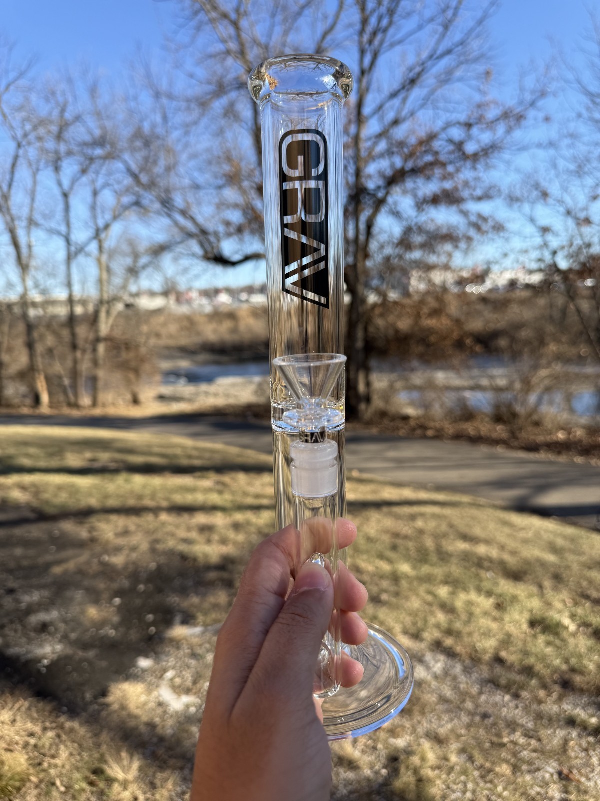 12-inch Grav Straight Tube Glass Water Pipe