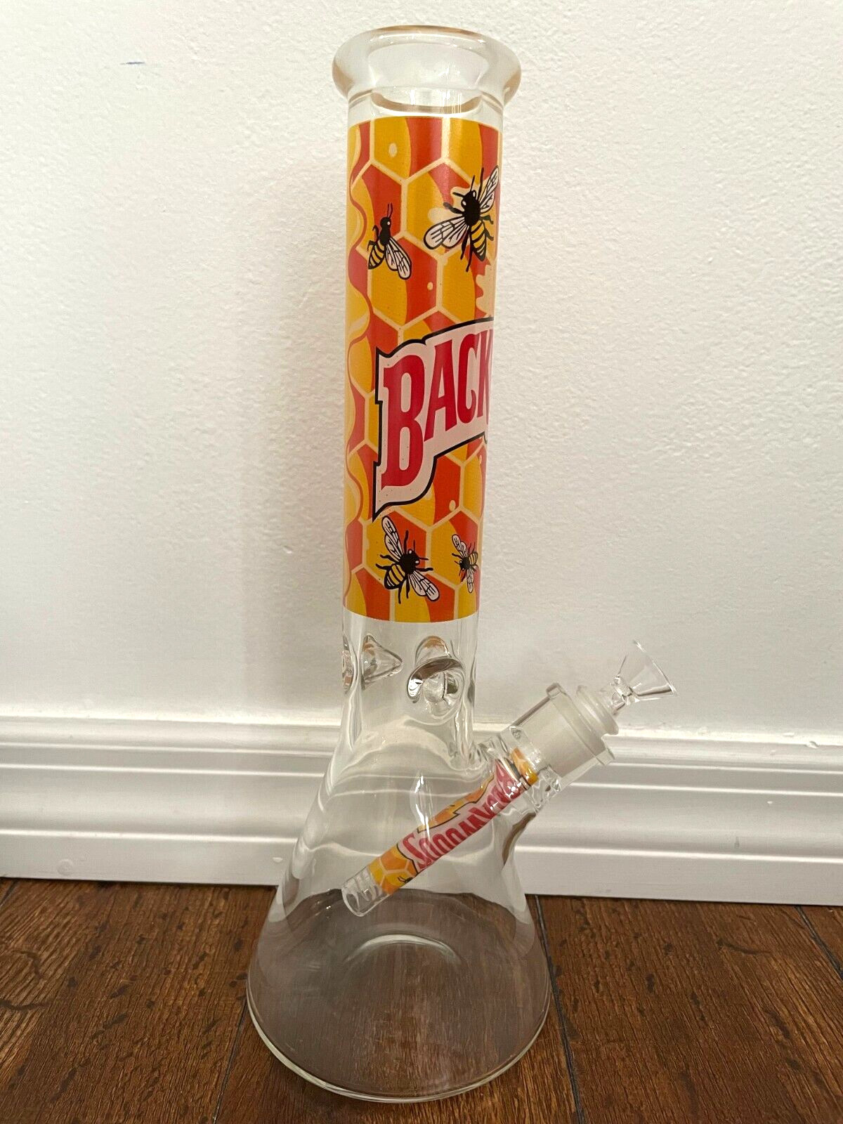14” Thick Glass Water Pipe Beaker Backwoods Honeycomb Bees 14mm