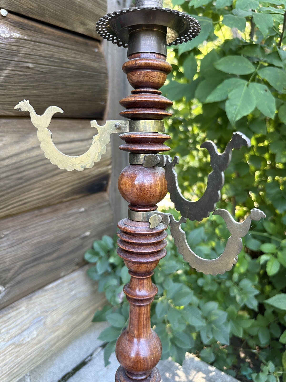 Vintage Wood & Brass Hookah Over 3 Feet Tall