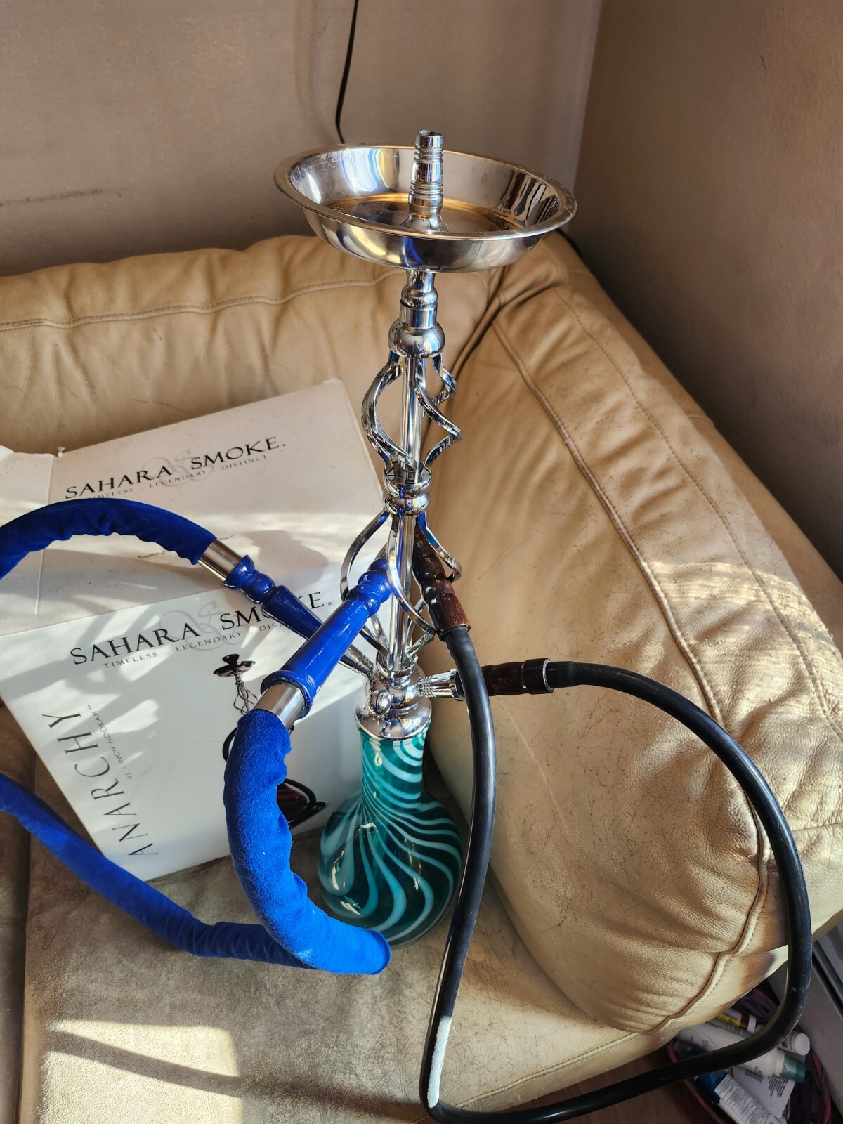 Blue sahara 41in hookah with proteus e-hookah attachment