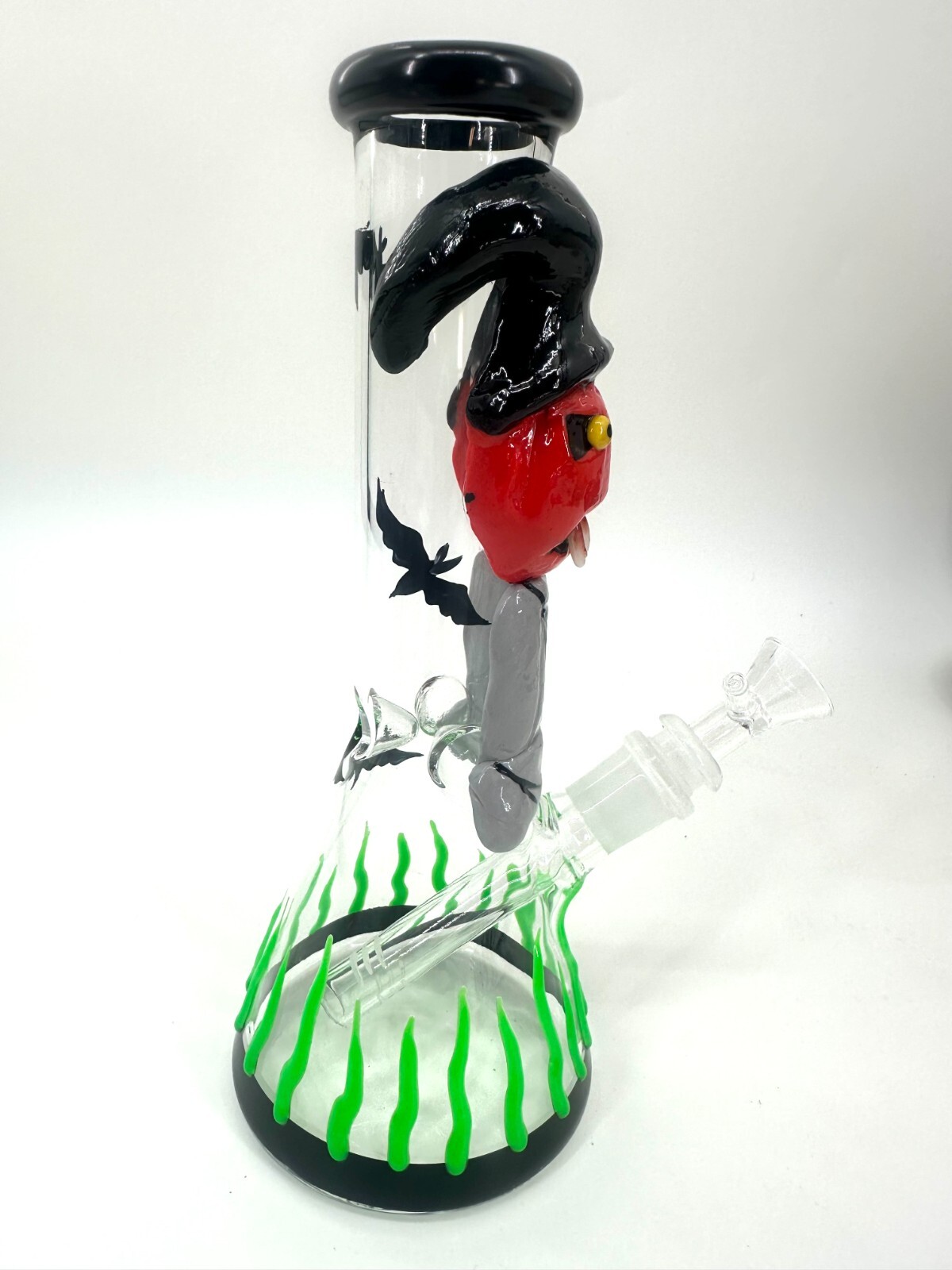 18in Heavy Thick Glass Bong Water Pipe Hookah Bongs with Skull catcher Yellow