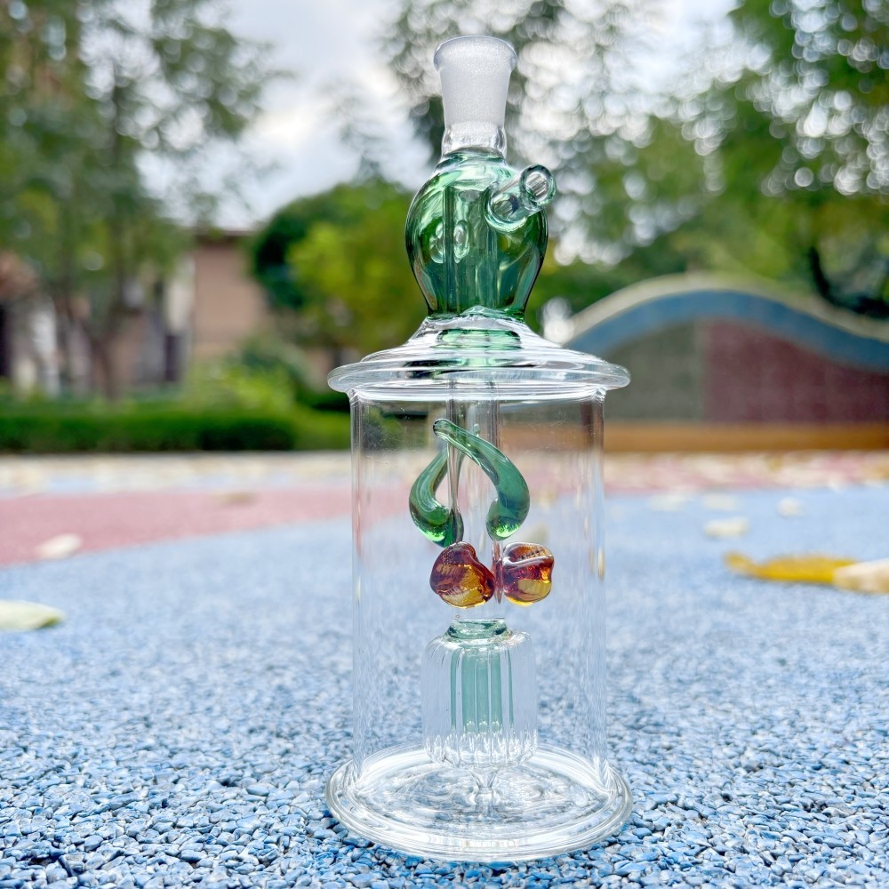 Mini 5.5&Prime; Glass Bong Bubbler Perc Water Pipe Hookah with Double Hose & 10mm Bowl