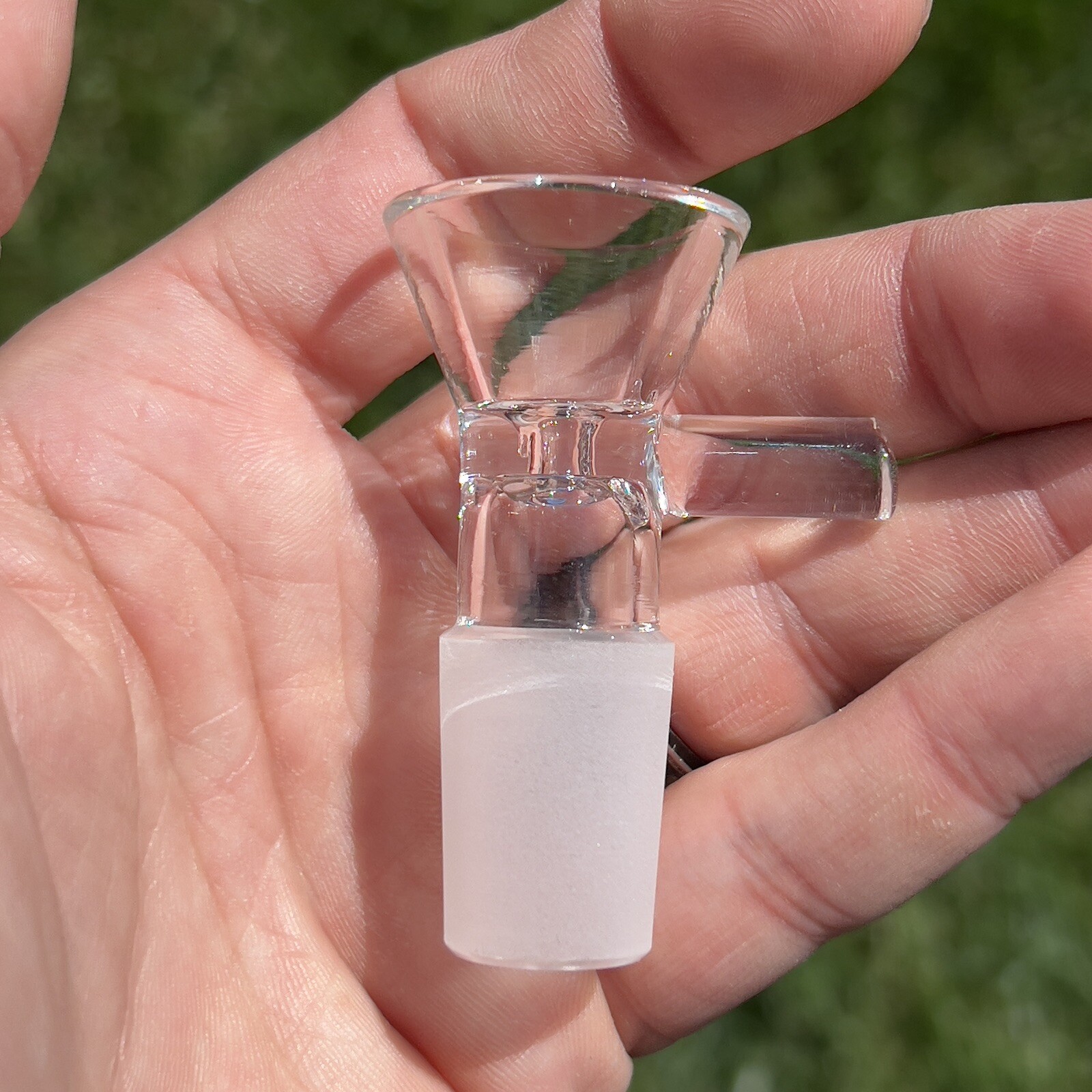 18mm Glass Slide Water Pipe Bong Funnel Bowl Hookah Head Male Piece – Clear