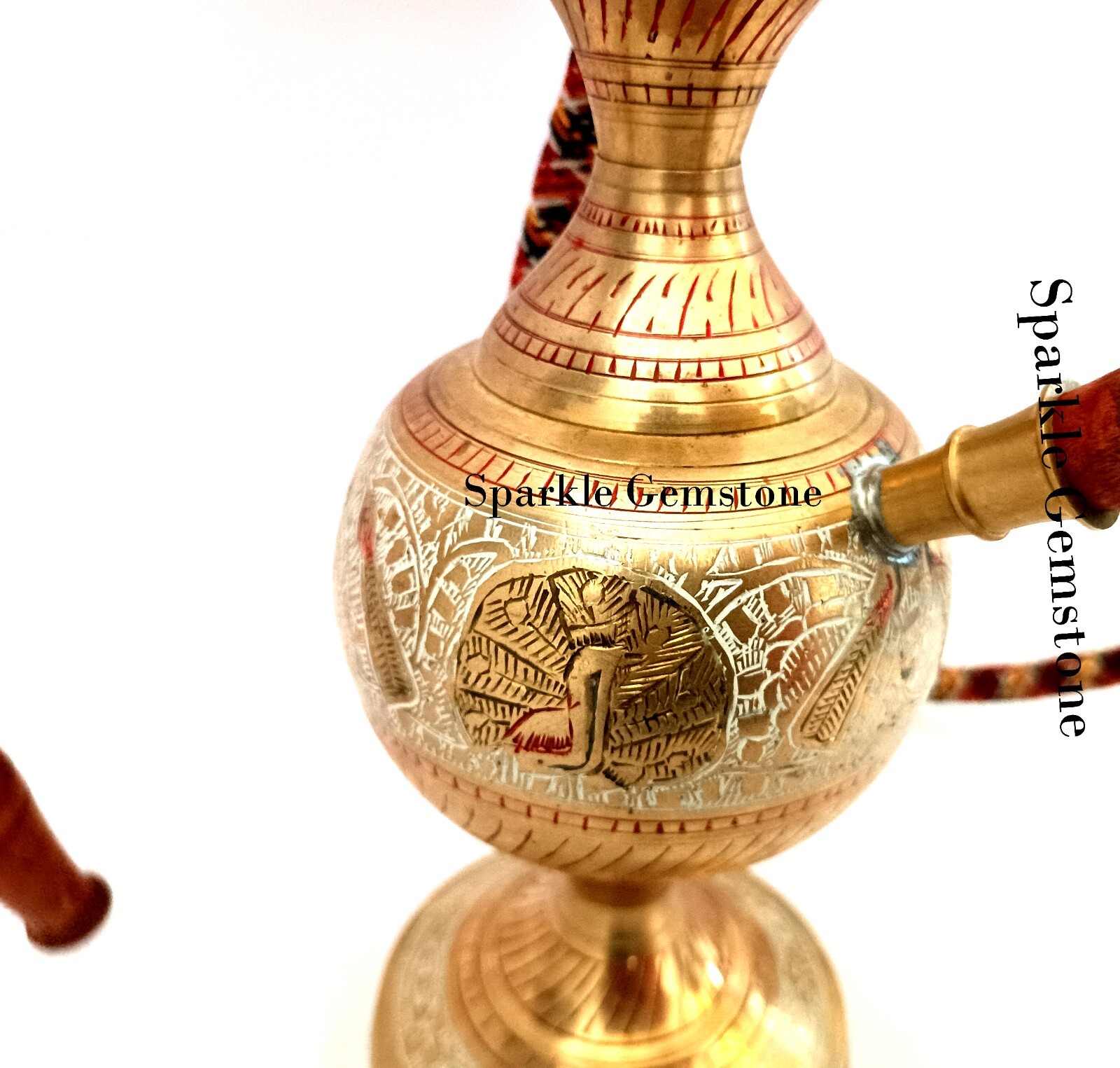 Vintage Pure Brass Shisha Antique Hand Carved Smocking Hookah, Home Decoration