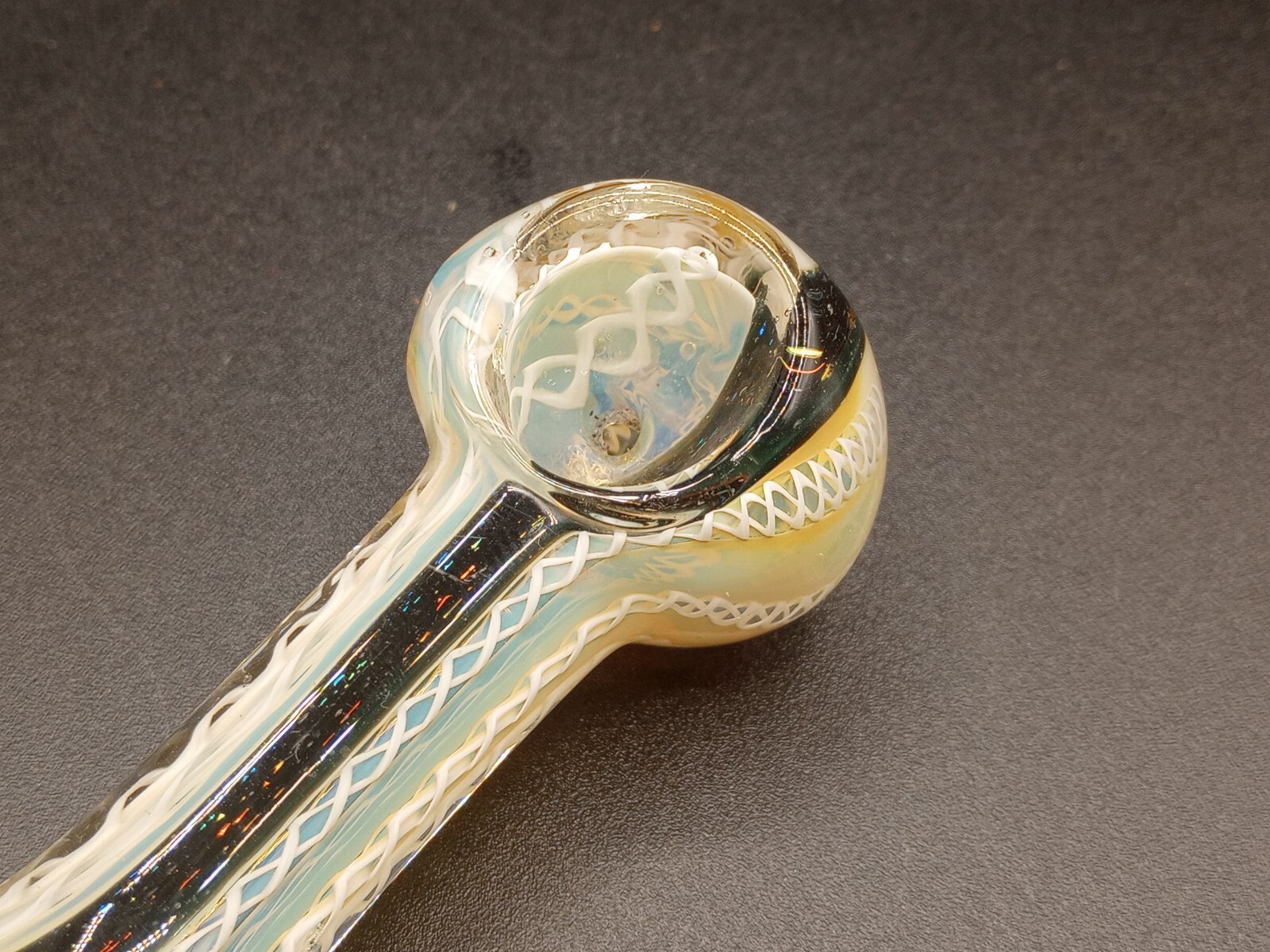 3.5 USA HEAVY BLOWN GLASS HAND PIPE DICHRO TOBACCO SPOON BOWL SMOKING PIPE