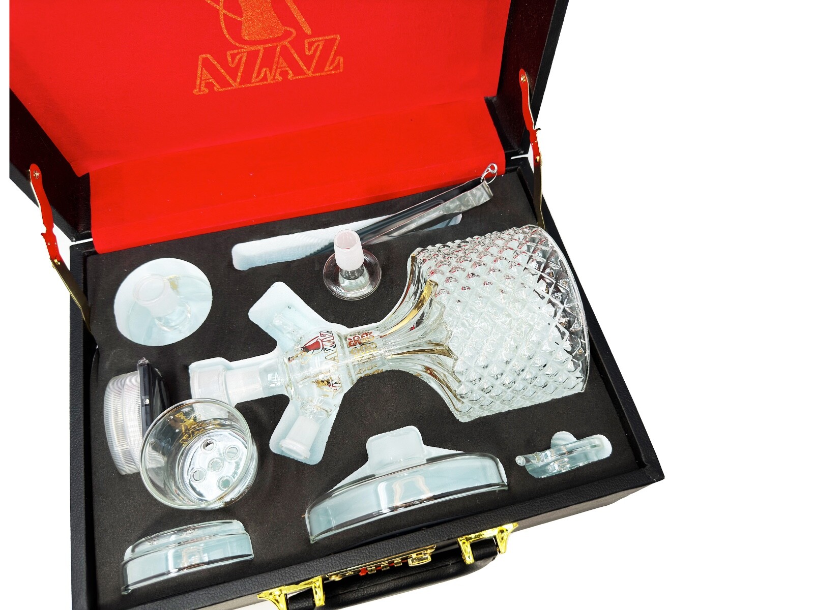 AZAZ Crystal Shisha Luxury Portable Glass Hookah Set with Everything