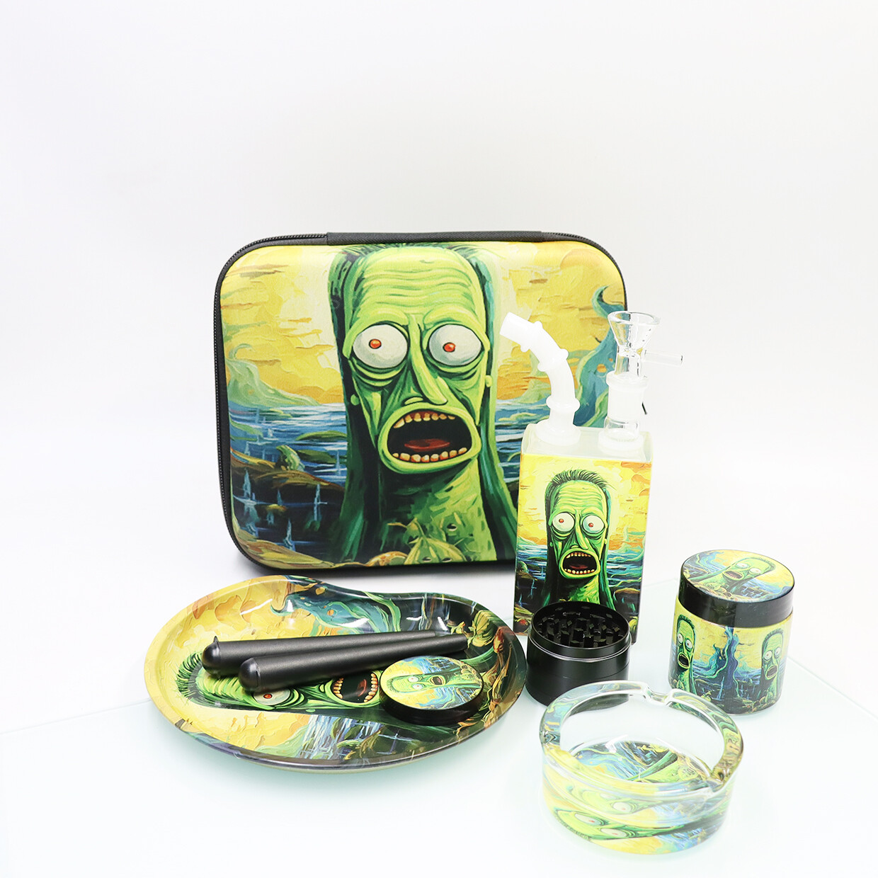 Grinder Smoking Set Stash Jar Herb for Smoking Waterpipe Glass Bong 1 Hookah set