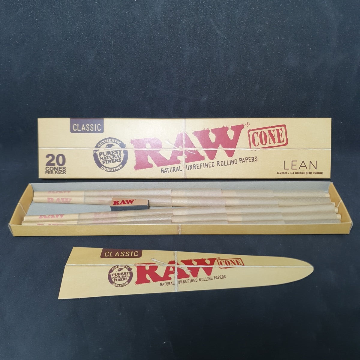 RAW CLASSIC LEAN CONES 110MM | 20 PACK | 12CT DISPLAY | ONLY $69.99 | FREE SHIPP