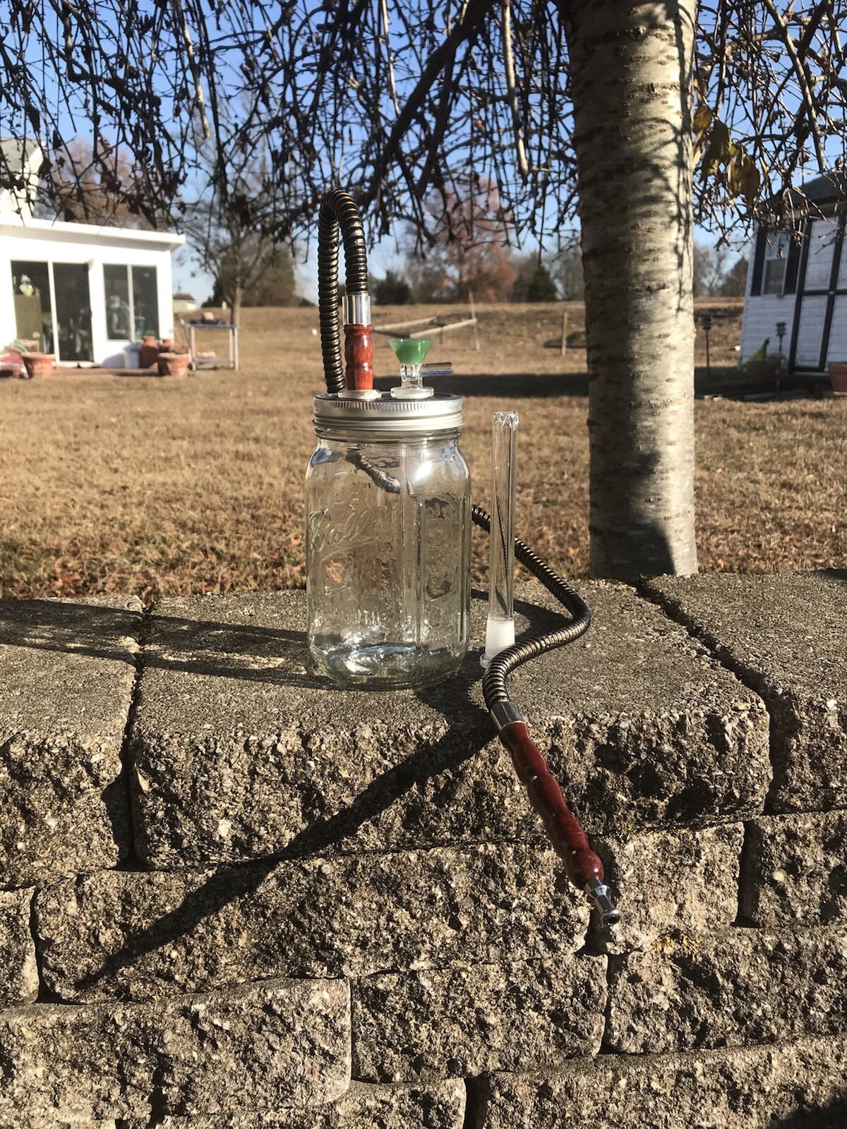 Rifled Downstem Mason Jar Hookah 32oz 19/14mm Thick Bowl Bong Water Pipe Bubbler