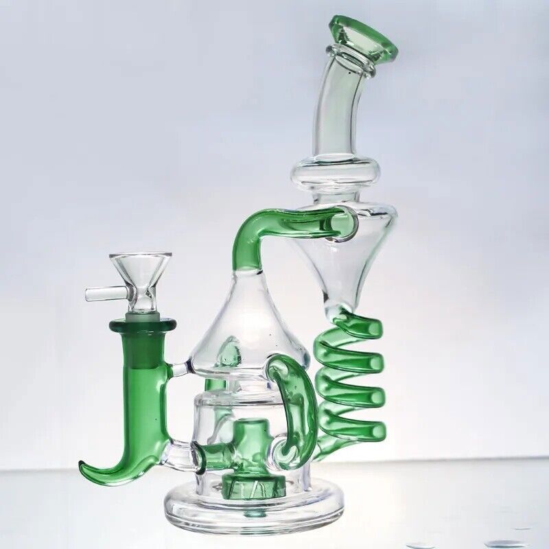 8.6&Prime; Tornado Coil Glass Bong Water Pipe Pyrex Hookah Percolator Bubbler W/Bowl