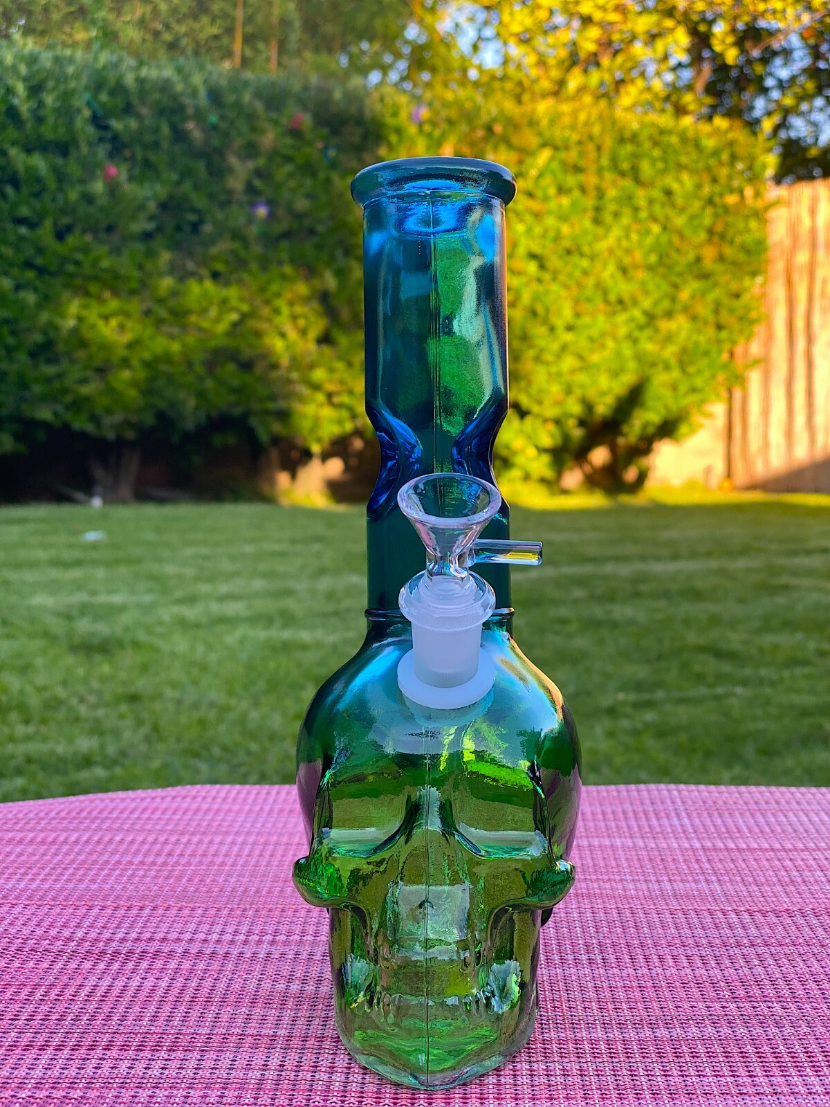 Green Skull 9&Prime; Heavy Glass Water Pipe Bong Bubbler Hookah Free Shipping