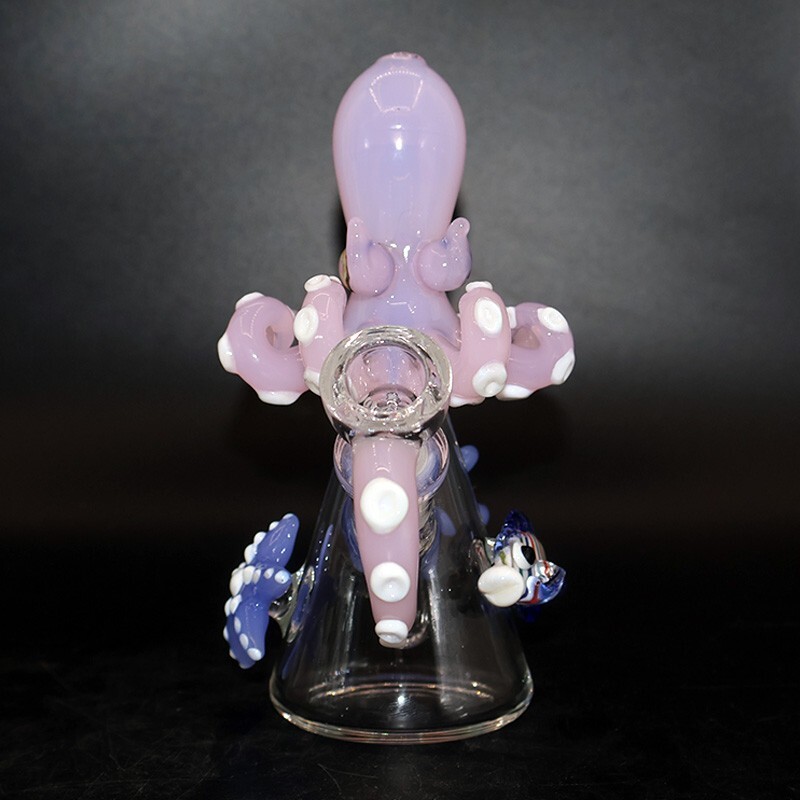 5.7&Prime;Pink Octopus Glass Bong Gravity Beaker Hookah Percolator Tobacco pipe w/Bowl