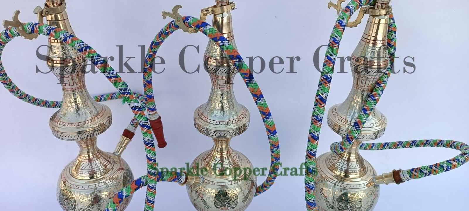 Vintage Pure Brass Shisha Antique Hand Carved Smocking Hookah, Home Decoration