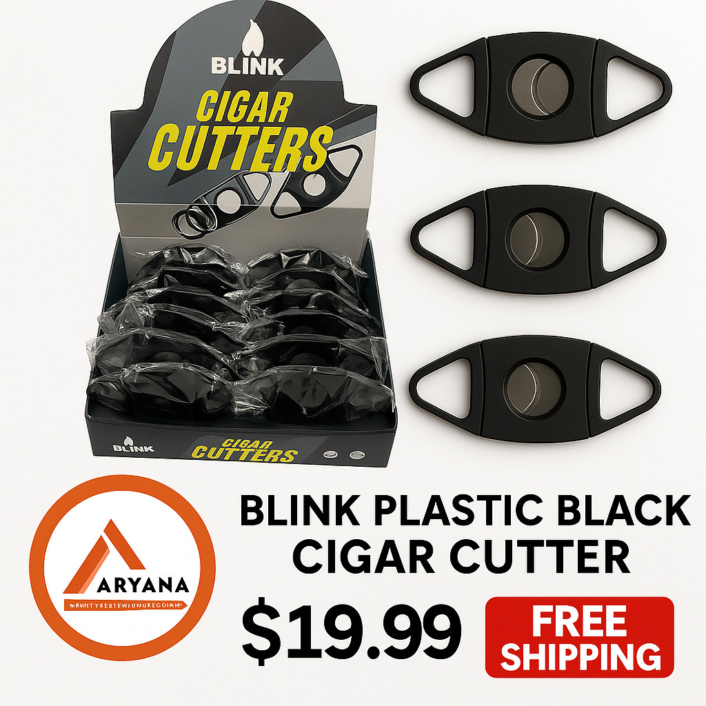 BLINK Plastic Black Cigar Cutter – Premium AA-505 | Double Blade Design – 5 Coun