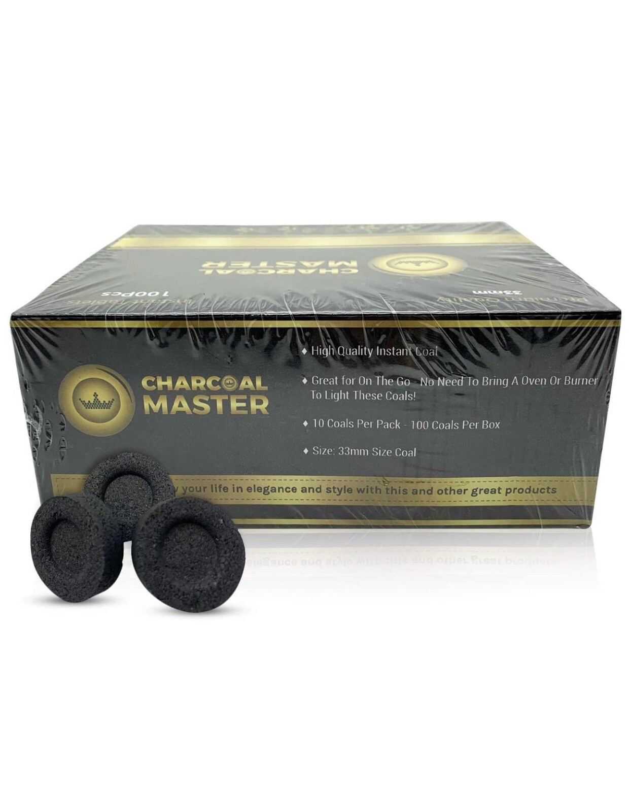 Case Of 2400 PCS Premium Charcoal Master Quick Lighting Hookah Charcoal 33mm