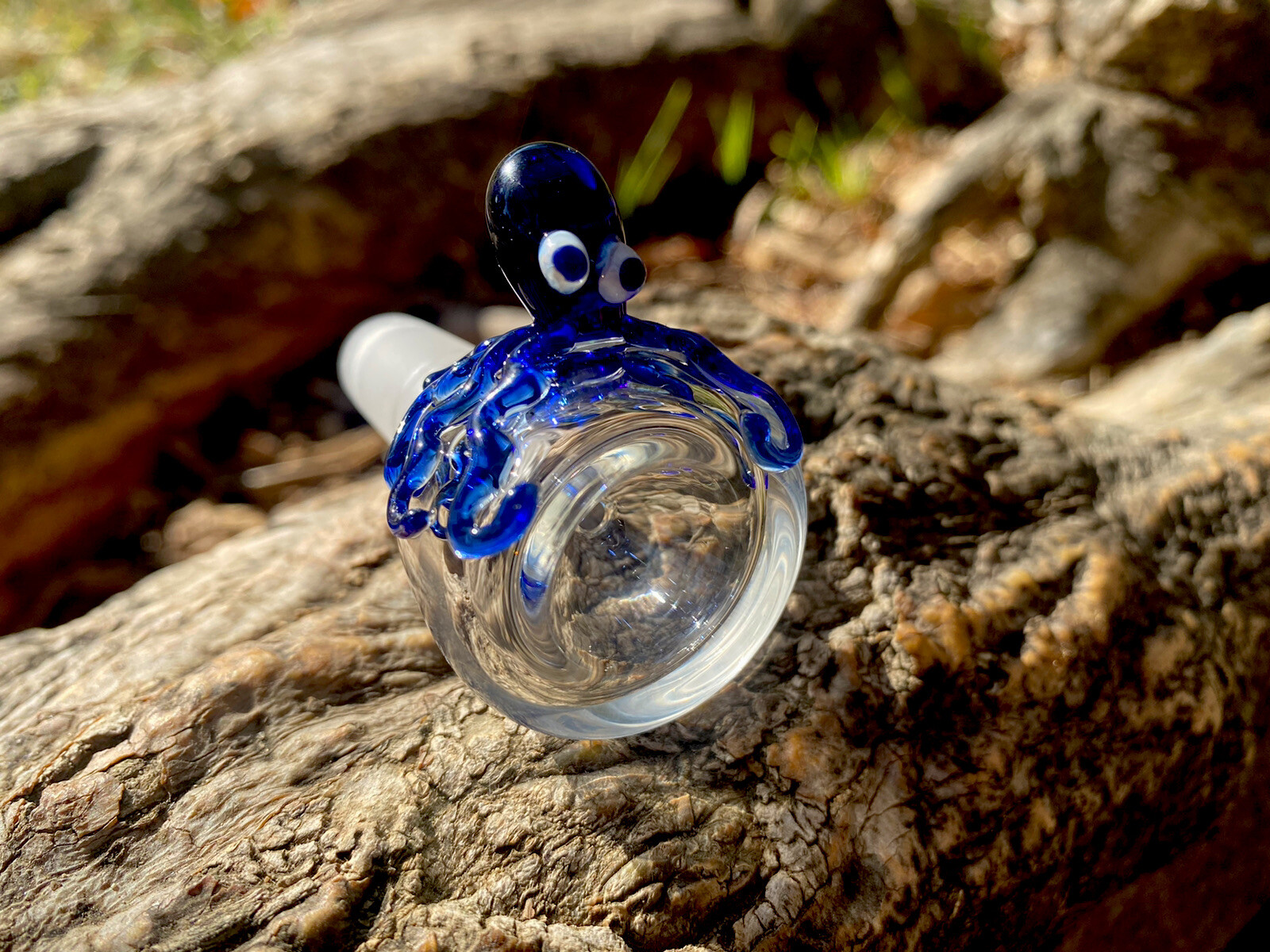 14mm Octopus Clear Glass Bowl Male Joint Blue Cobalt Octopus