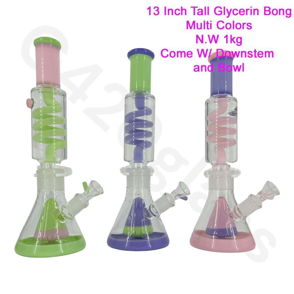 🔥 13 Inch G420glass Beaker Bong 7mm Thick Freezable Colorful Coils Water Pipe