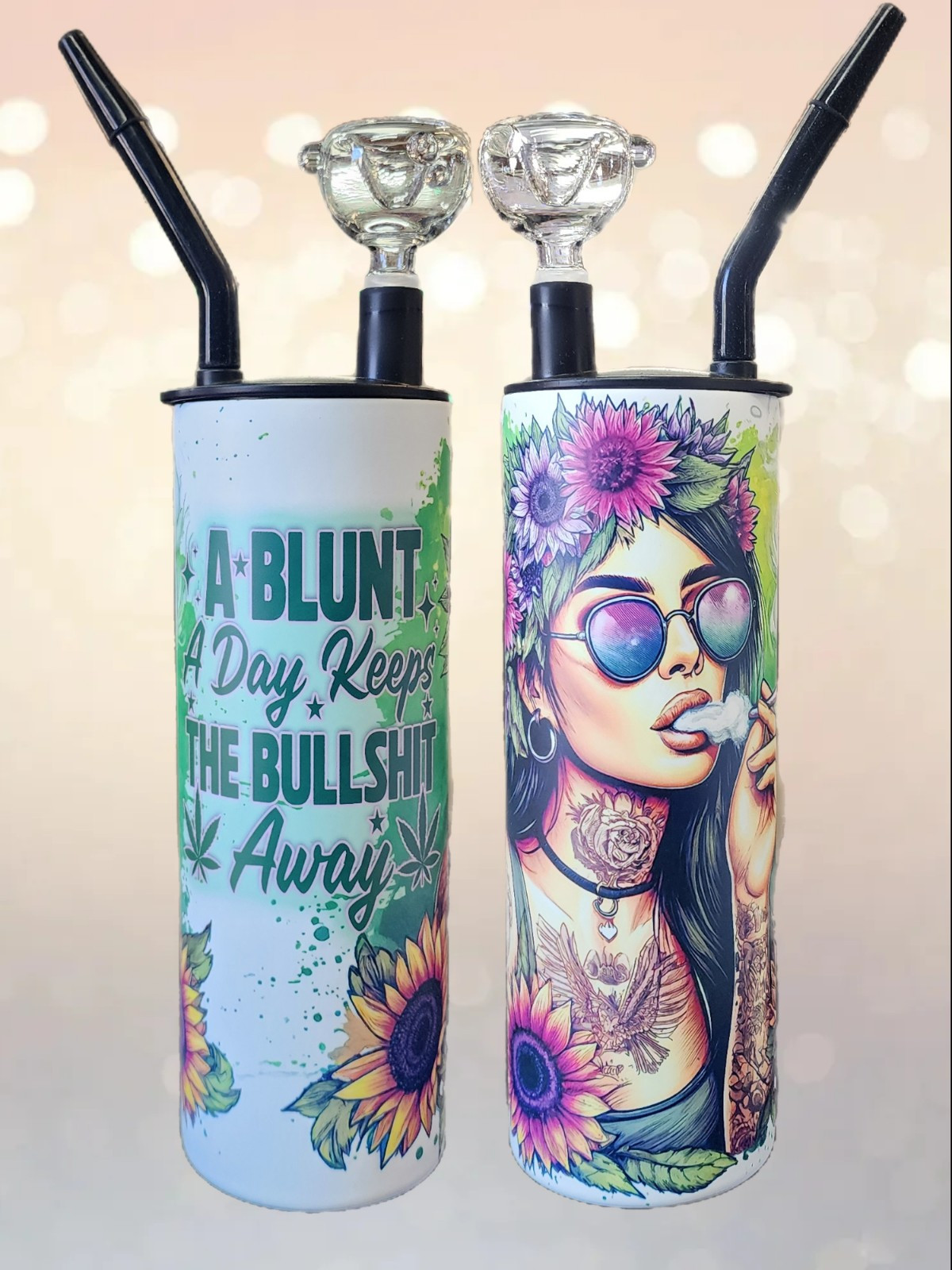 Glow In The Dark Bong Tumbler- Tumbler Hookah – Cold Smoke Tumbler – 20 oz