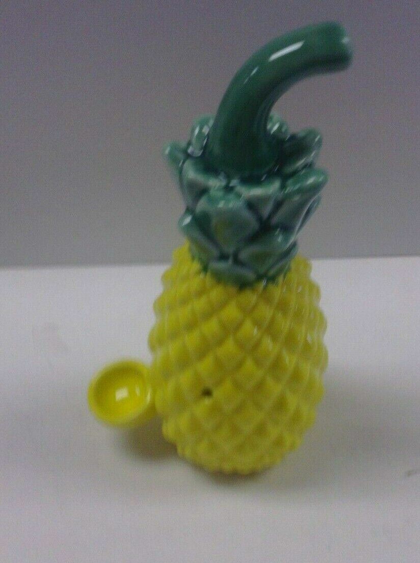 Ceramic Tobacco Yellow Pineapple Pipe Unused Hookah Bong 8&Prime; Tall
