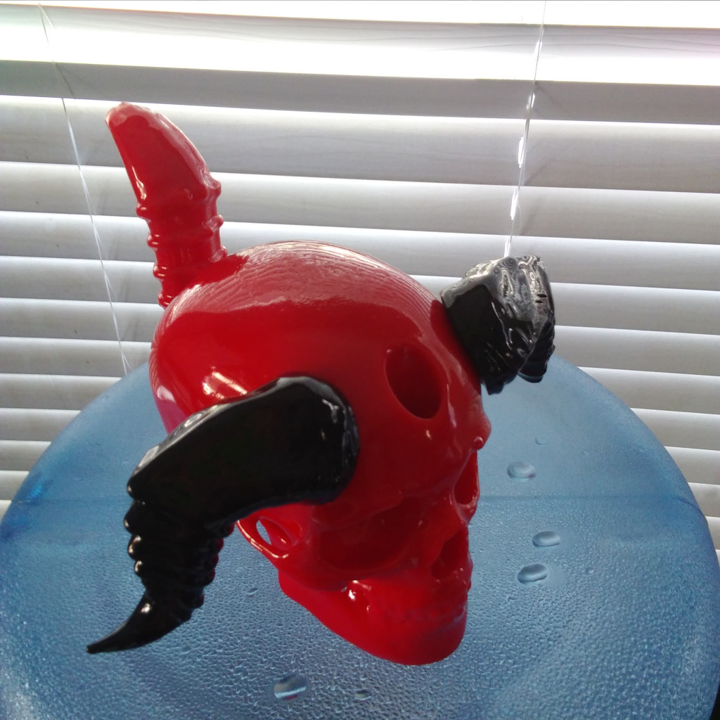 Devil Horned Skull Bong Bubbler Water Pipe