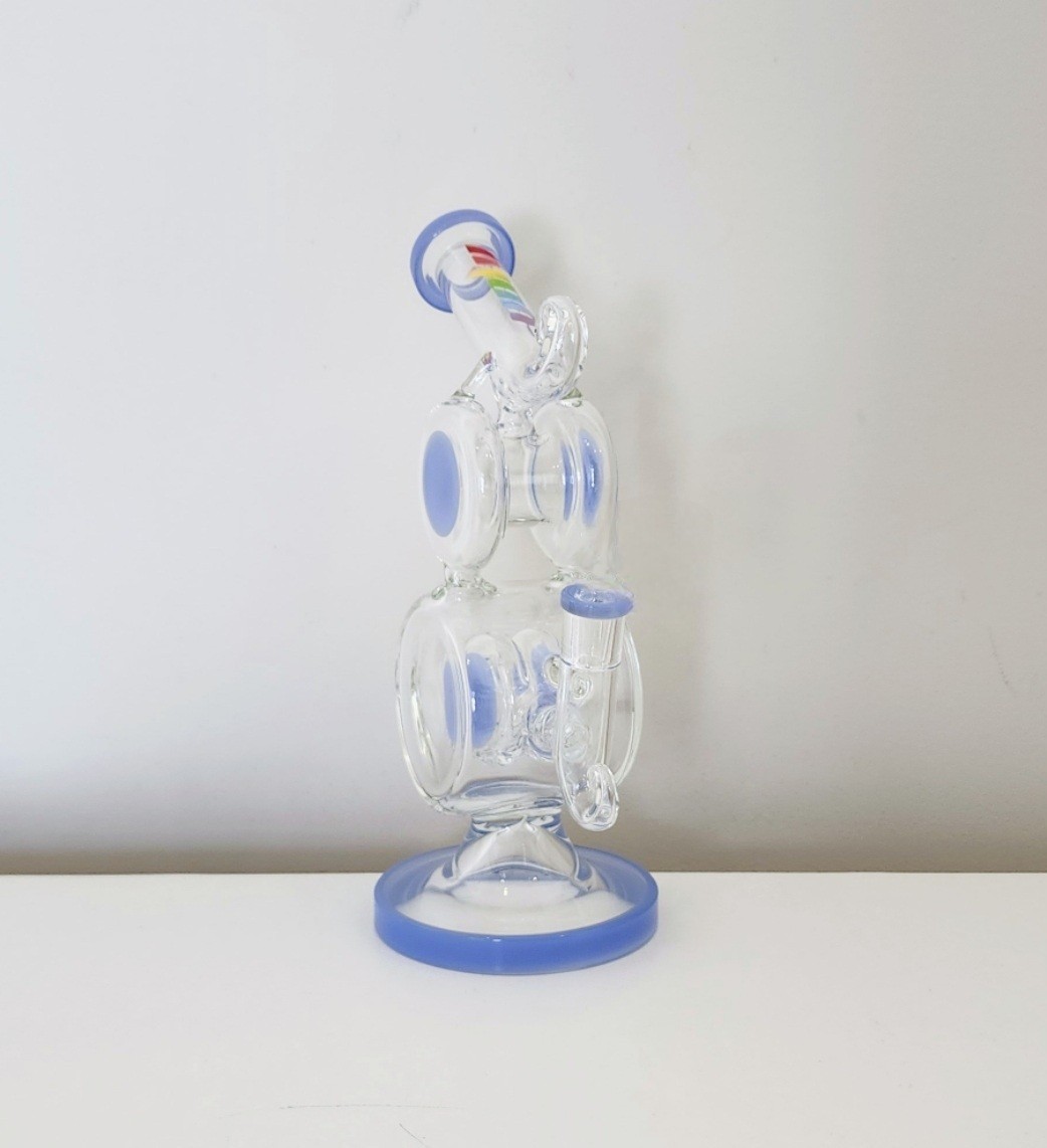 12 Inch Double Barrels Recycler Glass 14mm Hookah