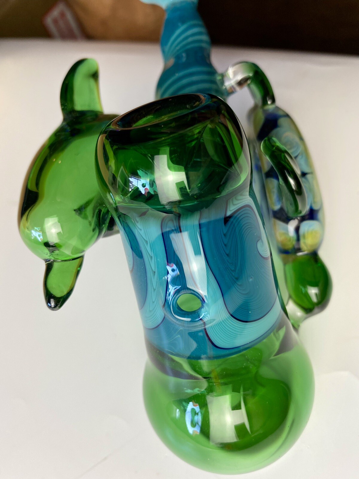 American Made Hammer Bubbler With Turtle & Dolphin, California Made By J. Grant