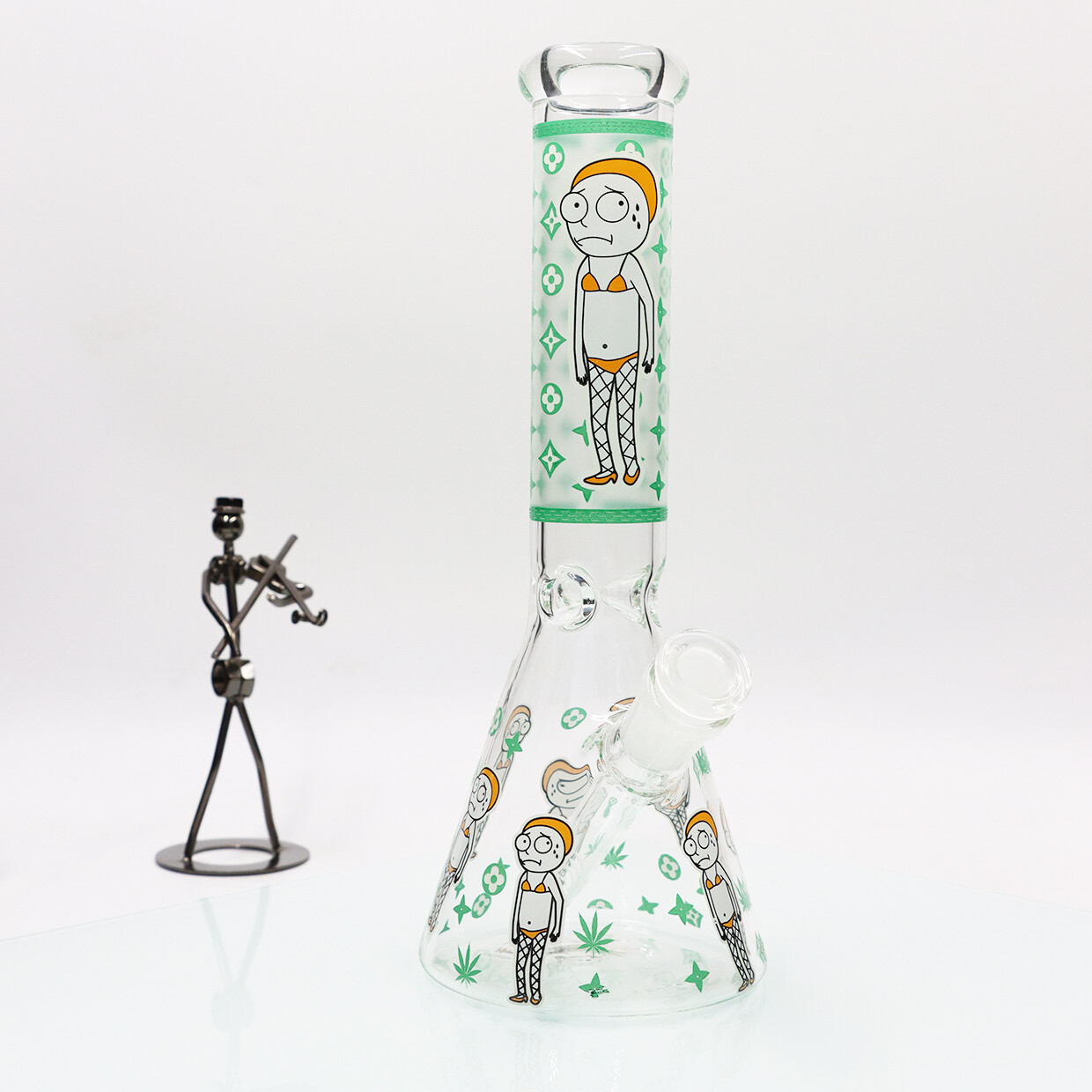 10-inch Glass Bong Smoking Waterpipe Beaker With Down stem and 14mm bowl Green