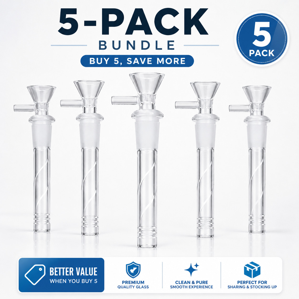 5Pack 5.8 » Hookah Water Smoking Pipe Glass Bong Downstem with 14mm Male Bowl