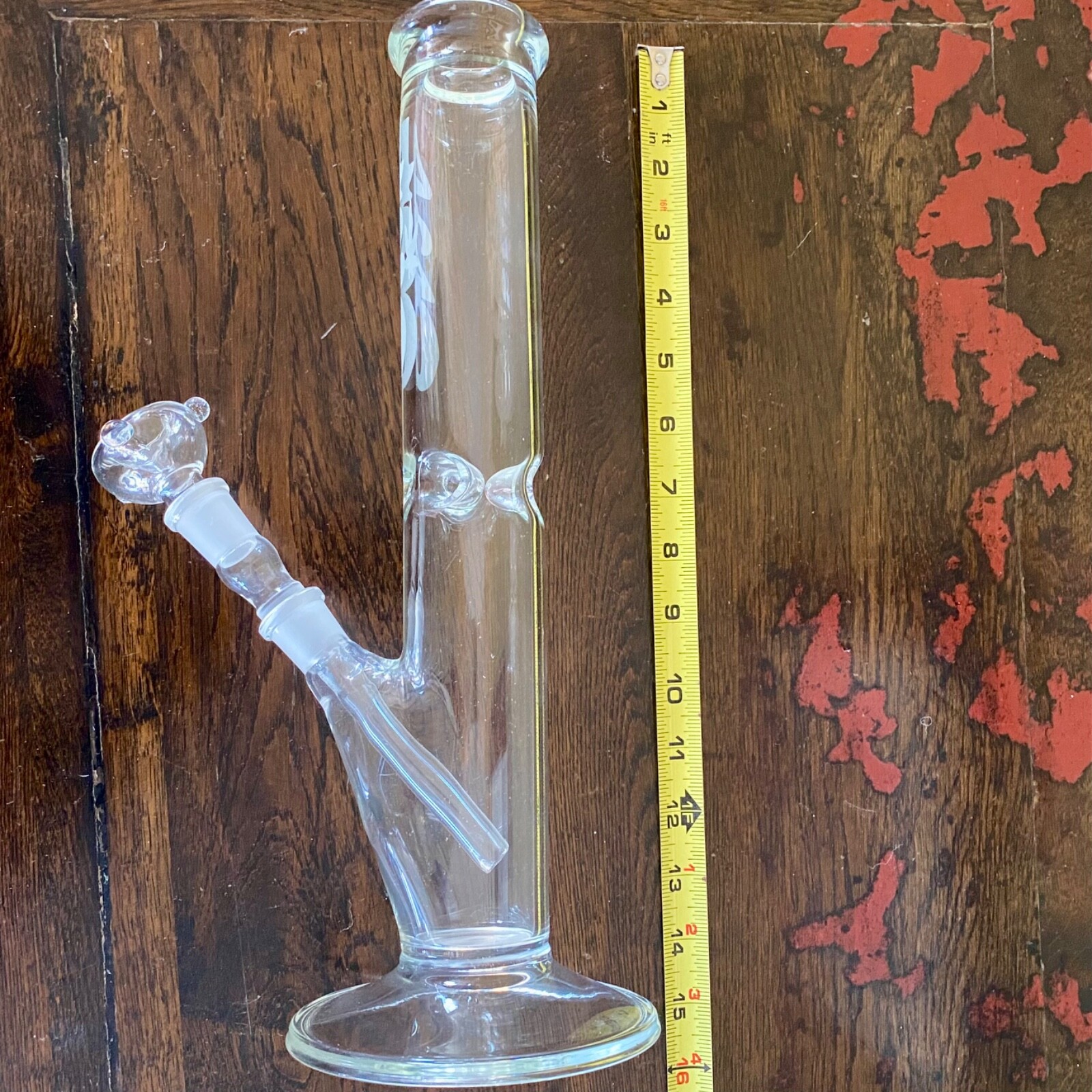 14&Prime; x 1.5&Prime; Glass Water Pipe with Ice Catcher & 18mm Glass on Glass Stem & Bowl