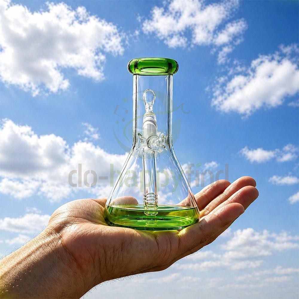 Small 6&Prime; Green Glass Bong Thick Smoking Water Pipe Beaker Bubbler W/Bowl USA