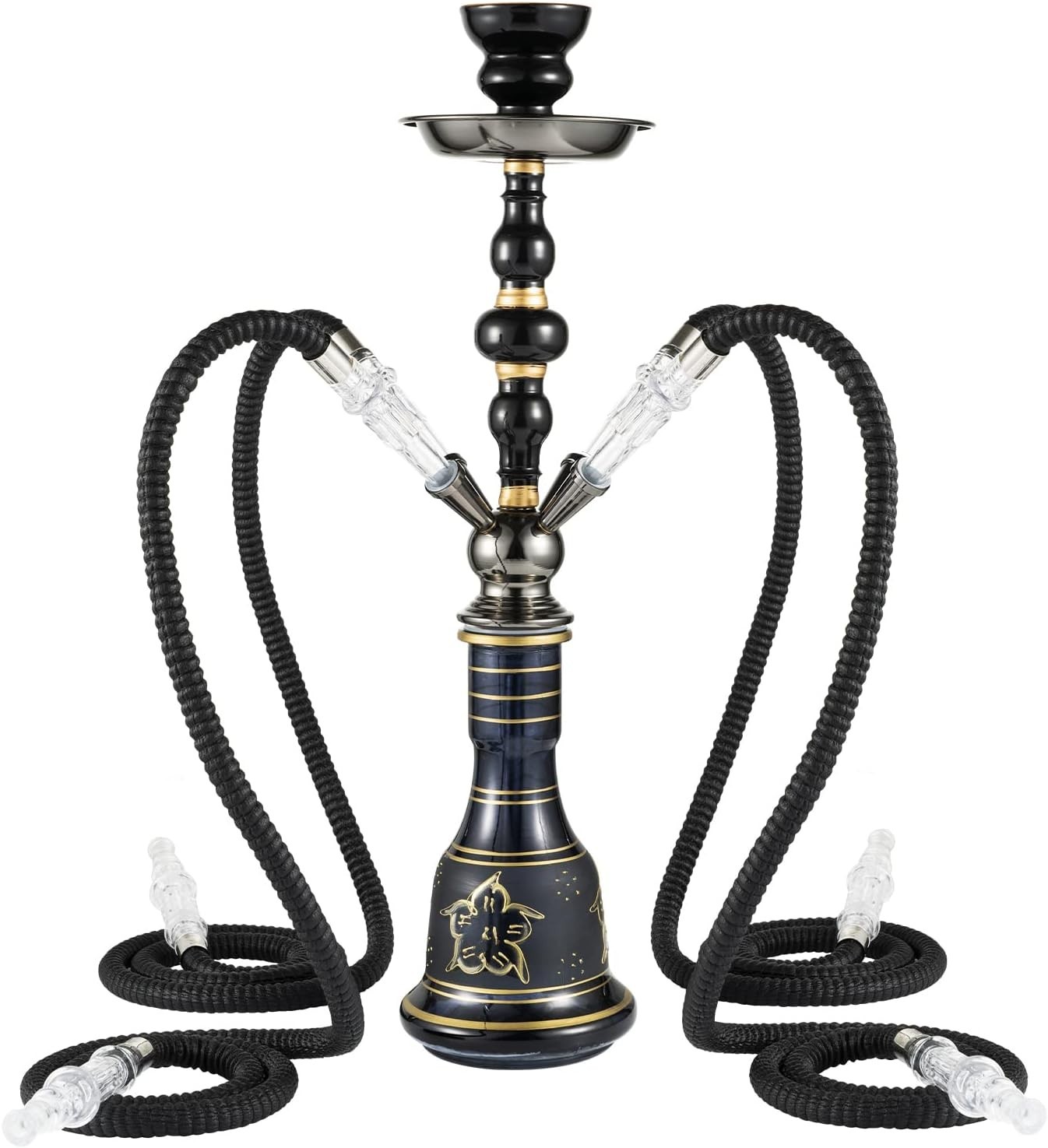 Complete Hookah Set 4 Hose Shisha with Accessories set for Party Black PC