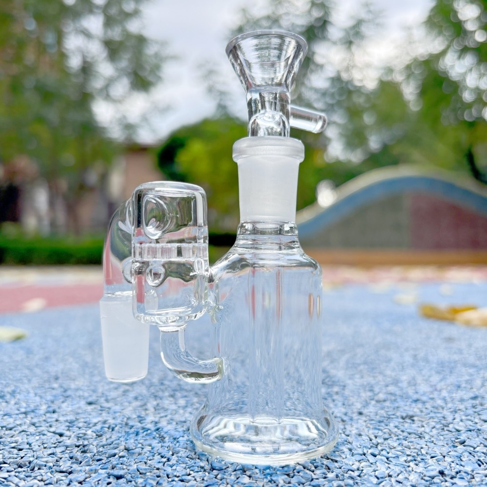 14mm 90° 3.3&Prime; Glass Ash Catcher Recycler Water Pipe For Glass Bong Easy to Clean