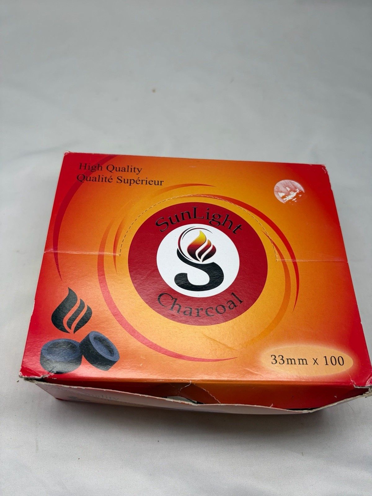SunLight Charcoal 100 tabs 33 mm Incense Hookah Shisha – Quick Lite Promo 1roll