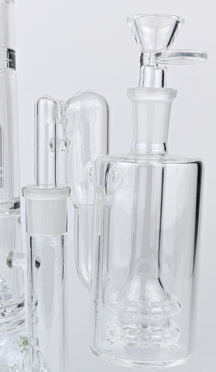 Wet Ash Catcher for Bongs – 5&Prime; Tall, For 14mm Bowls – 90°, Dual-Circular Perc