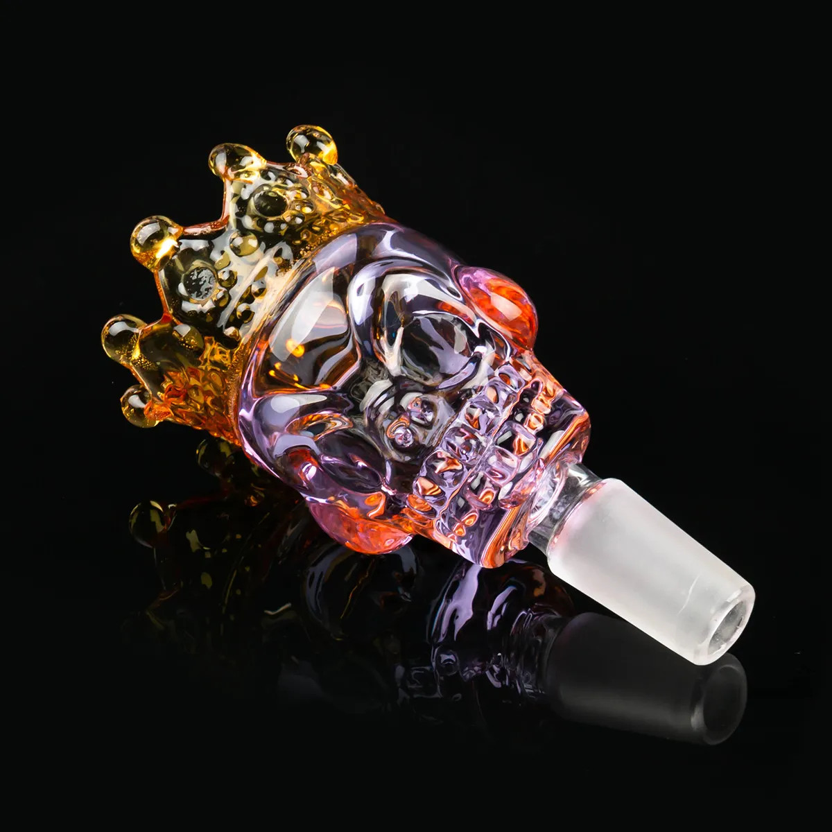 14mm male Glass Bowl Skull with Crown Style BIG Size Slide Bowl Part for Bong