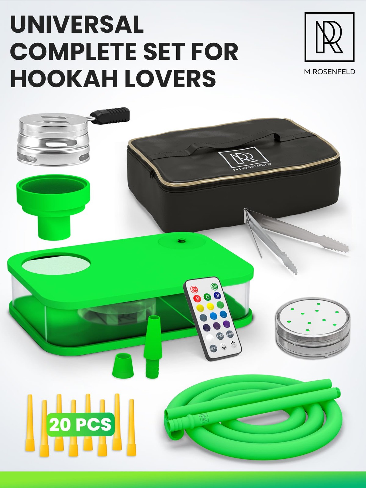 Green Hookah Set With Everything – Premium Small Hookah Set For Travel With Case