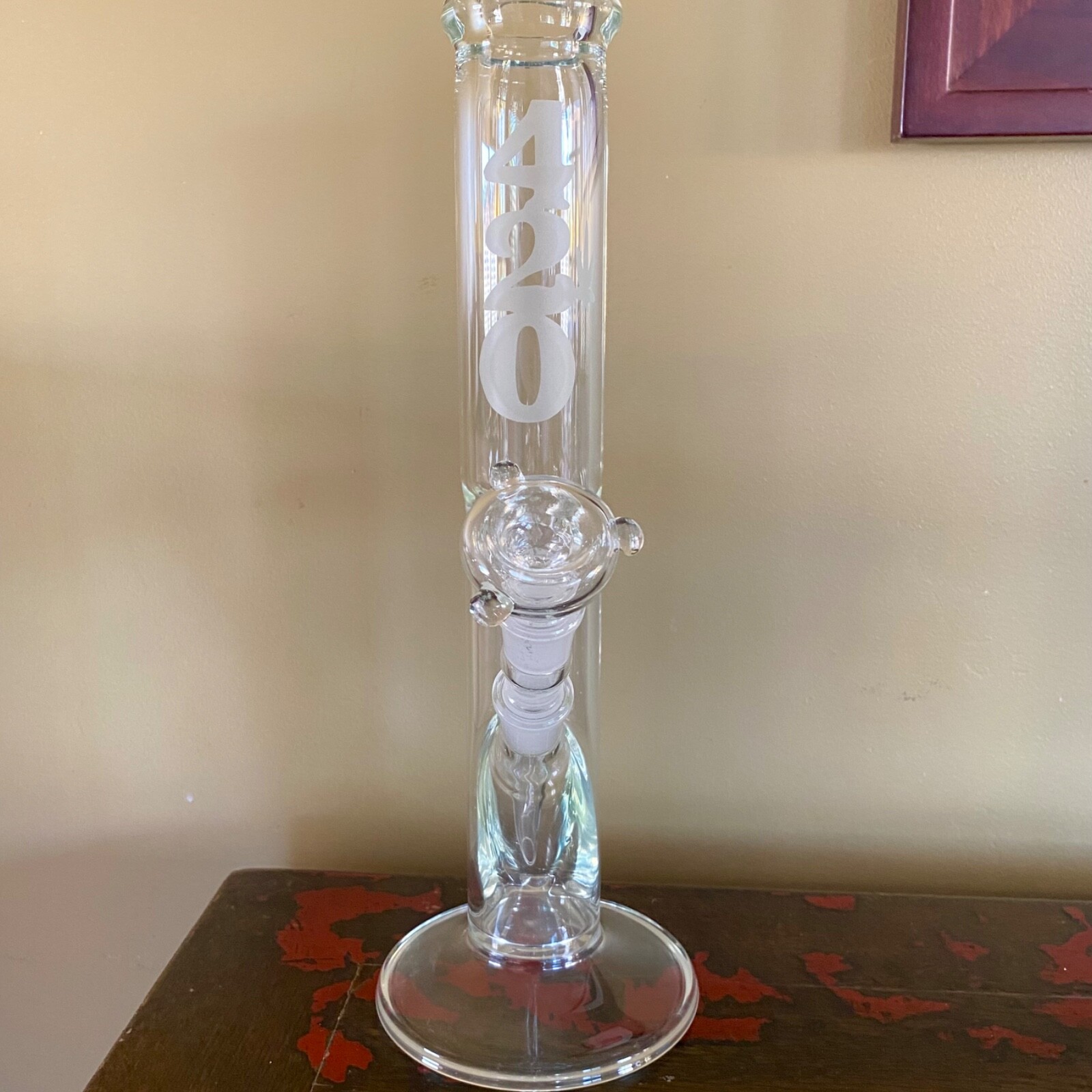 14&Prime; x 1.5&Prime; Glass Water Pipe with Ice Catcher & 18mm Glass on Glass Stem & Bowl