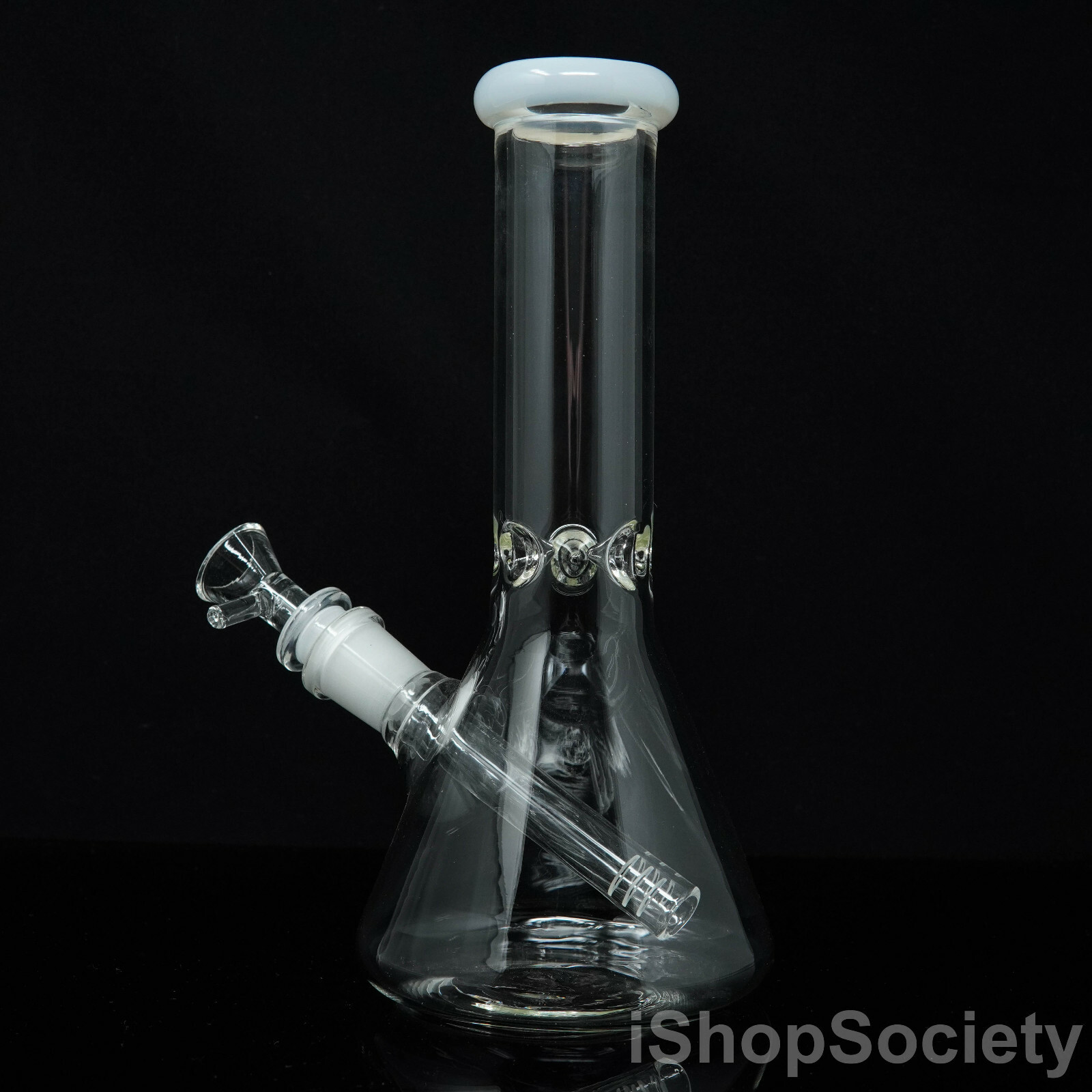 8.5” White Hookah Water Pipe Tobacco Smoking Beaker Pipe w/ Ice Catcher
