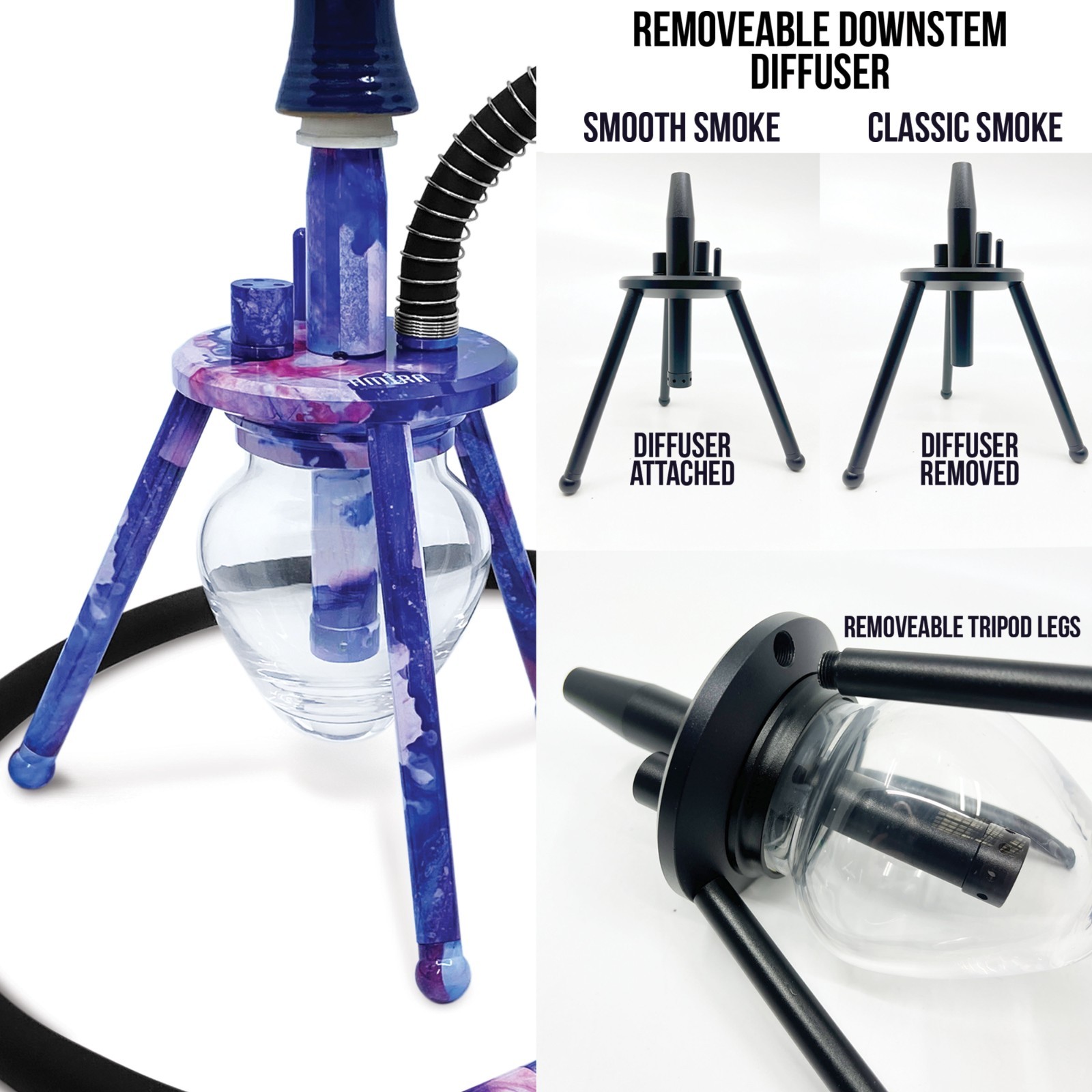 12&Prime; Mini Spider Print Blue Cloudz in Carrying Bag BYO Hookah Shisha Travel
