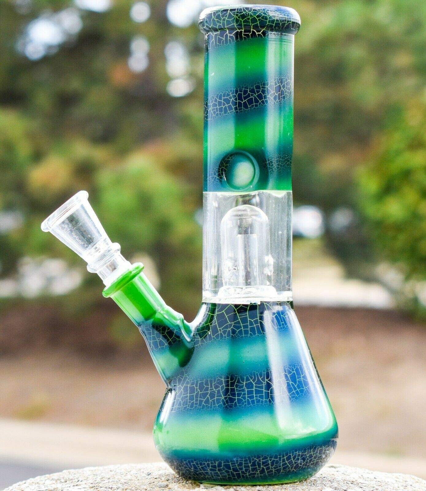 8 inch Green Glass Bong Hookah Water Pipe Bubbler Free Shipping