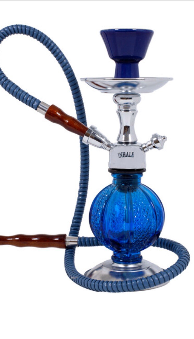 11 Inch Inhale ®️Mini pumpkin Small Hookah With A Glass Vase In A Box BLUE COLOR