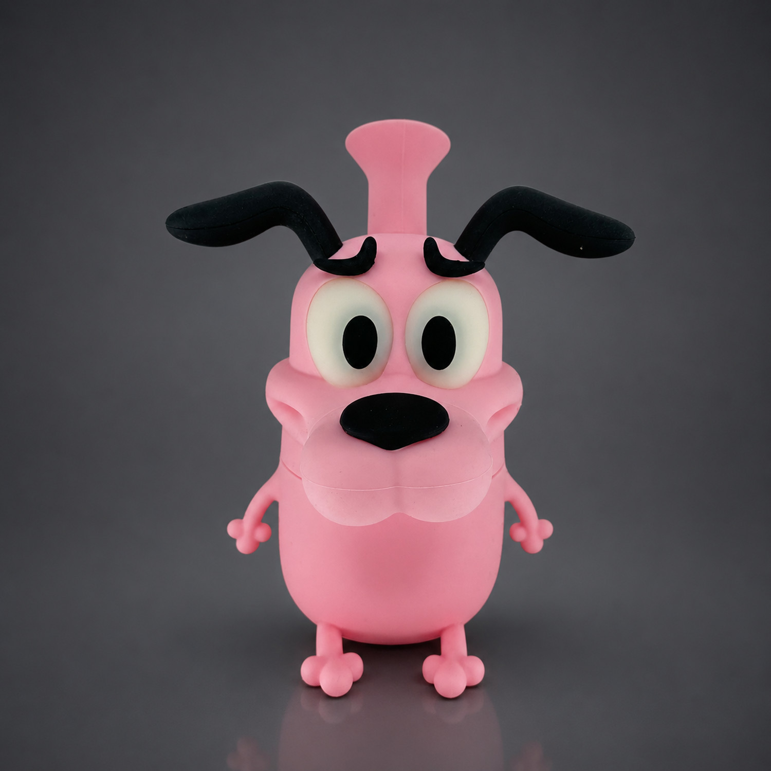 6&Prime; Pink Scared Dog Character Silicone Bong Water Pipe Collectible 14mm Bowl