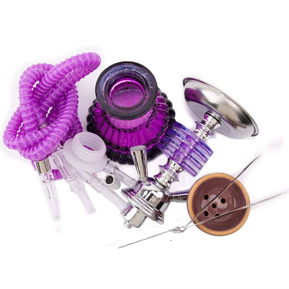 4 Layer Glass Hookah Set Shisha Double Hose Portable Bowl Smoking Kit Gift…..