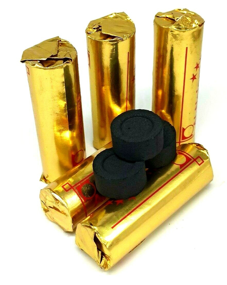 Round Charcoal Tablets For Incense And Hookah Shisha Quick Ignition 4 Rolls