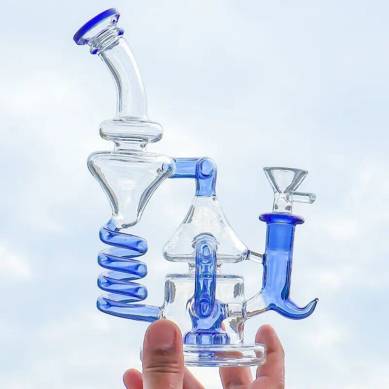 Pyrex 8.6&Prime; Glass Bong Coil Tornado Recycler Water Pipe Smoking Hookah Percolator