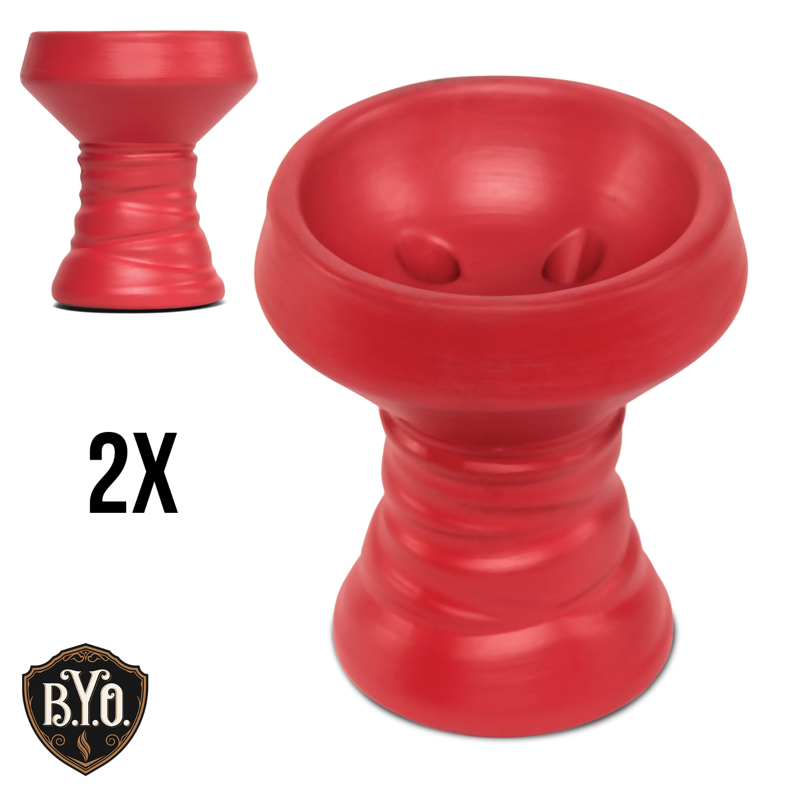 BYO Hookahs Blackstone Hookah Bowl 2X Red Shisha Pipe + BONUS
