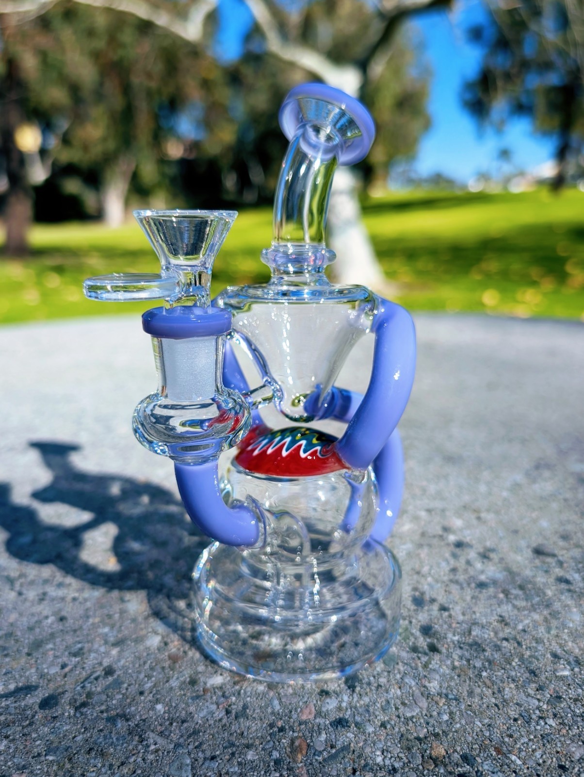 6.5&Prime; Blue Wig Wag Klein Recycler Tobacco Smoking Water Pipe Hookah Bubbler Bong