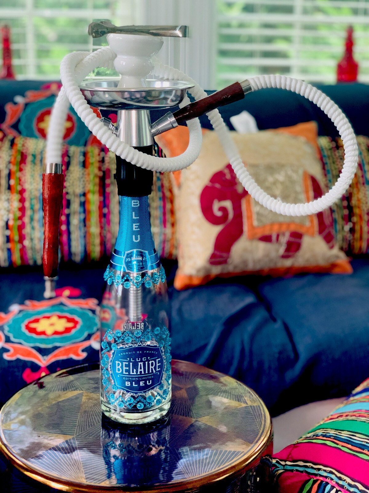 Luc Belaire Luxe Bleu Hookah Shisha Lamp Patio Deck Champagne Party Home Decor